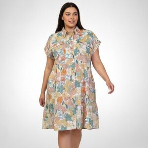 HEYSON Seashell Print Button Front Mini Dress, NEW WITH TAGS! Size 3XL